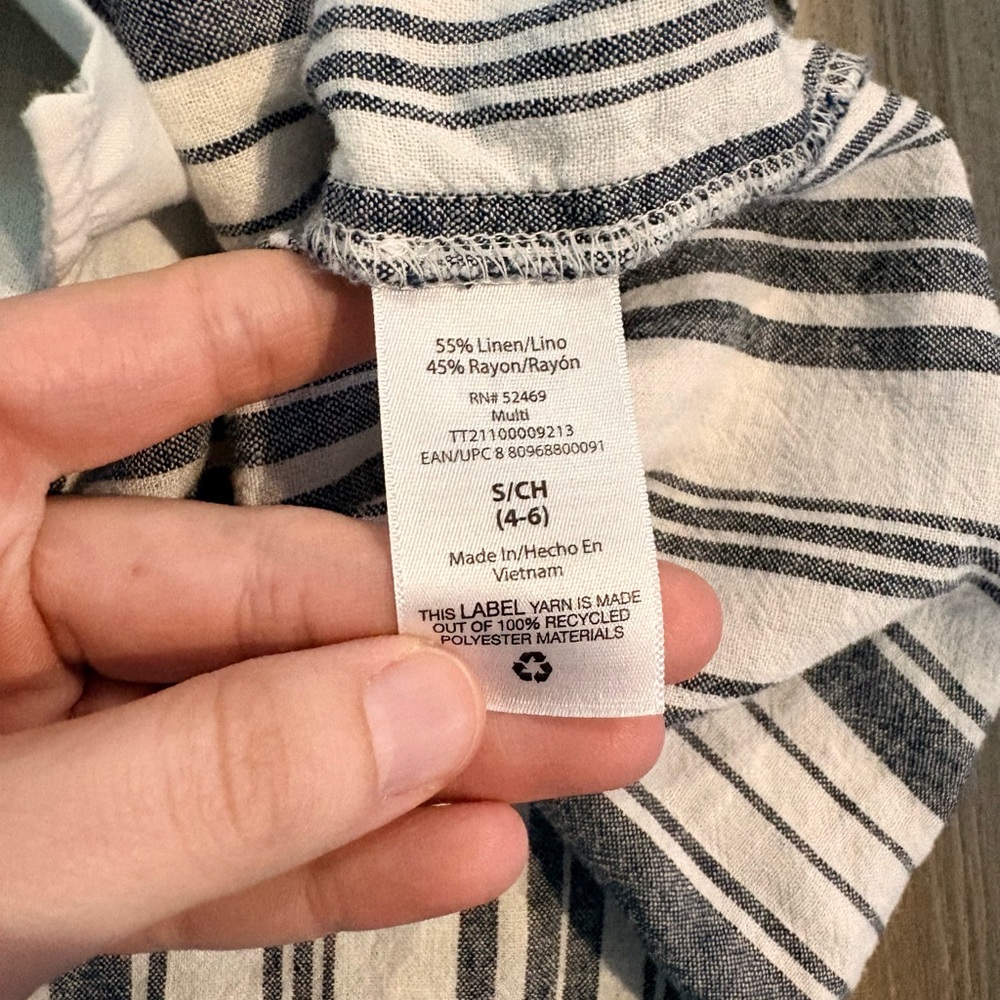 Time and Tru Navy and White Striped Linen-Blend Dress - Picture 10 of 10